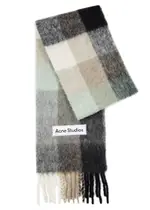 Acne Studios Vally Checked Alpaca-blend Scarf - Olive One Size