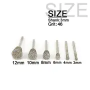3-12 MM Inverted Cone Diamond Burr Set Drill Bits Grinding Head For Jade Carving