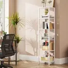 TUTOTAK Bookshelf 6-Tier Tall Book Shelf Narrow Bookcase for Small Space DIY ...
