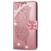 For Redmi Note 7 Glitter Bling 3D Butterfly Embossing PU Leather Wallet Case For Redmi Note 7 Flip Holder Cover