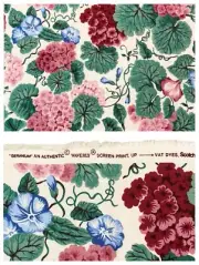 Waverly Geranium Flowers Fabric 2 yards X 56w Upholstery Scotch Guard Made USA