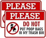 2PCS Please Do Not Dispose Poop Bags in This Trash Bin Stickers, Self-Adhesive Weatherproof Do not Throw Dog Poop Bag in The Trash Sign, Trash Can Stickers for House，Yard，Restaurant（5.9" x 3.9"）