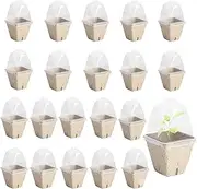 Xinghonyac 20 Pcs Seedlings Pots, Degradable Garden Germination Nursery Pot with Vent Humidity Lid, Eco-Friendly Peat Pots, Square Seed Starter Pots for Plants, Flowers, Vegetables (6cm)