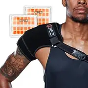 RE3 Ice Compression Pack for Shoulder, Hip & Glute - Cold Compression Wrap for Rotator Cuff Tendinitis, Bursitis, Dislocated or Frozen Shoulder, Sports Injury & Surgery - Black, One Size