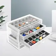 90 Grids Rock Display Case 5 Drawers Rock Storage Box Plastic Rock Collection Box Velvet Insert Rock Collection Display Case Adjustable Gemstone Display Case Crystal Display Case Holder for Kids