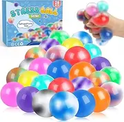 28 Pack Squishy Ball, Fidget Ball, Stress Balls Bulk for Adults, Anxiety and Stress Relief Ball for Adults, Stress Ball for Birthday Gift, Party Favors, Goodie Bag Stuffers