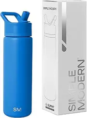 Simple Modern Kids Water Bottle with Straw Lid | Vacuum Insulated Stainless Steel Metal | Reusable Leak Proof BPA-Free Thermos for School | Summit Collection | 22oz, Supersonic Blue