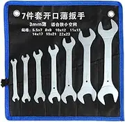 7 Pieces Thin Open End Wrench Set Spanner Set with Pouch Repair Tools for Repairing