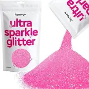 Hemway Premium Multi Purpose Glitter Dust/Powder 100g Unique Colours for use with Crafts Wine Glass Art DIY Decoration Weddings Table Presents Cards Flowers Cosmetic Face Eye Body - Baby Pink