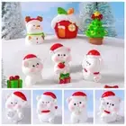 Mini Christmas Bear Figurines Fairy Garden Cartoon Bear Statue