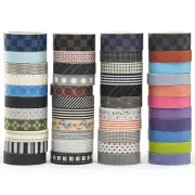 44 Rolls Basic Washi Tape Pack Solid Colors Arts Adhesive Tapes Plaid Patterns D