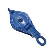 Swivel Eye Snatch Block 0.5 Ton 75MM (Blue Painted 8MM Wire Rope Safety)