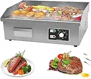 3000w Commercial Electric Frying Pan, Nonstick Teppanyaki Adjustable Temperature 50~300℃, Stainless Steel Countertop Flat Top Frying Pan