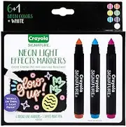 Signature Neon Light Effects Markers, Works on Light or Dark Paper, Features 6 Vibrant Broadline Gel Effects Neon Markers and 1 White Paint Pen, Ideal for Teens and Adults or Lettering Enthusiasts