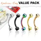 5 Pc 3mm Titanium Curve Barbell Eyebrow Ring Lip Rook Daith Snug Piercing