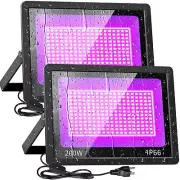 200W Black Light Flood Light, IP66 Blacklight Floodlight with Switch + Plug +...