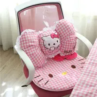 在飛比找蝦皮購物優惠-卡通hello Kitty粉色公主少女心亞麻靠墊靠枕腰枕電腦
