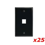 25 Pack Lot - Keystone 1 Hole Port Jack Wall Face Plate Network CAT6 HDMI Black