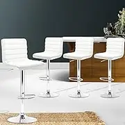 Artiss Bar Stools Stool Set of 4 Adjustable Kitchen Swivel Counter Barstools Dining Chair Gas Lift White in 66-79cm Seat Height Floor for Home Bar Dining Room Cafe Outdoor Indoor