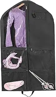[fkngcp] Dance Costume Garment Bag 39.4inch Dustproof Dance Bag with Garment Rack 6 Pockets Competition Portable Bags for Dancers Home Travel Black
