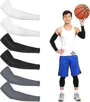 [Piriuuo] 3 Pairs Arm Sleeves for Kids Youth Arm Sleeves Breathable Kids Arm Sleeves UV Sun Protection Arm Sleeves for Boys Girls Compression Sleeves for Baseball Football Volleyball Basketball, Multicolor, One