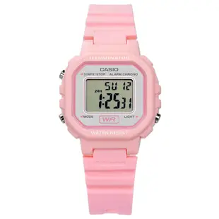 CASIO 卡西歐 輕巧復古 LED 計時 防水 鬧鈴 手錶 粉色 LA-20WH-4A1 29mm