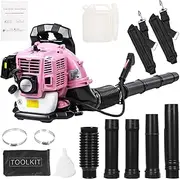 clinmday Backpack Leaf Blower,Gas Powered Leaf Blowers 52cc 2 Stroke Leaf Blower 550CFM Powerful and Efficient Gas Blowers for Yard Care and Road Cleaning Pink