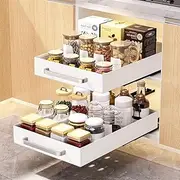 SHENMAIDAY 2-pack Pull Out Cabinet Organizer, Deep Pull Out Drawers for Cabinets, Slide Out Under Sink Storage Cabinet for Kitchen,Slide-Out Shelves for Pantry and Bathroom Vanity (WHITE)