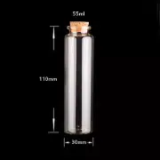 120pcs Wedding 55ml Glass Bottles With Corks Clear Vials Empty Storage 30*110mm
