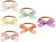 ERINGOGO 6pcs Nylon Elastic Bow Headbands Lace Hair Accessories for Soft and Comfortable Hairbands for Everyday Wear and Special Occasions