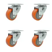 3 Inch Orange Polyurethane Wheel Swivel Top Plate Caster Set Service Caster