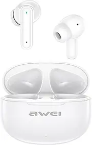 AWEI T71 Wireless Earbuds Bluetooth, Bluetooth Earbuds with Mic, Bluetooth Headphones IPX6 Waterproof, 200mAH Headphone Charging Pod 25 Hrs Playtime with Charging Case, Clear Calls Earphones White
