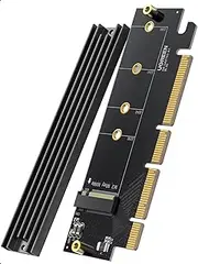 UGREEN NVMe Adapter, M.2 SSD to PCIe 4.0 X16/X8/X4 Card with Heat Sink, Support M-Key and M&B-Key in Size 2280/2260/2242/2230