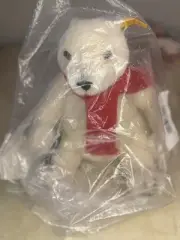 Steiff Limited Edition Coca-Cola Mohair Polar Bear w/Coke Bottle and Red Scarf