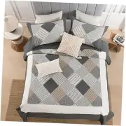 Quilts Queen Size - Queen Quilt Bedspread Queen(90"x98") Dark-gray/White/Brown