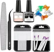 Fiberglass Nail Extension Kit with Clear Pink Builder Nail Gel Nail Strengthen Gel Magical Silk Fiberglass Fiber Extension Gel, Nail File, Tweezers, Nail Tips Clip for Gel Extension Nail Art at Home