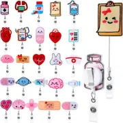25 Pcs Felt Nurse Badge Reel Cute Retractable Badge Holders Brain Heart Nursi...