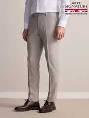 Neutral Slim Fit Signature Alfred British Wool Fabric Striped Suit Trousers (E82628) | $200