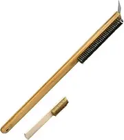 Pizza Oven BrushStainless - Steel Wire Oven Brush (Wooden Handle), for Outdoor Pizza ovens