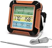 Digital Meat Thermometer with Long Probe Upgraded Grill Thermometer with Screen Control Backlight Alert Food Thermometer r for Cooking Oven BBQ IPX7 Black