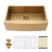 Unbranded Bar Sink 16Ga Stainless Steel Undermount Rectangular 1Bowl Gold+Drain
