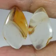 26.60 Ct 100% Natural Montana Agate Match Pair Fancy Cabochon For jewelry making