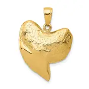 14k Yellow Gold Solid Polished 3-D Shark Tooth Pendant