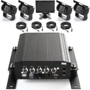 4CH Car Hard Drive DVR Security Video Recorder W/4 Cameras W/7" Screen+ Cable