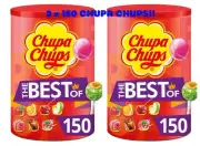 300 CHUPA CHUPS Best Lollipops Assorted Flavour Bulk Lollies Jar 3 New Flavours