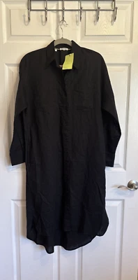 Esprit Black Shift Dress with belt Size 8 Linen Blend Made In Bangladesh