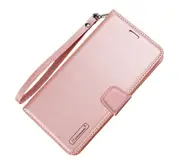 For iPhone 16 Wallet Case with lanyard Rosegold Flip Cover