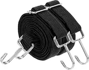 uxcell 2Pcs Adjustable Bungee Cords with Hooks, 79 Inch Flat Heavy Duty Elasticity Straps Rubber Bungee Cords with Buckle for Outdoor, Camping, Tarp, Bike Rack, Luggage, Black