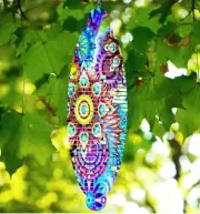 16" Tie Dye Flowers Helix 3D Hanging Wind Spinner Yard Decor Kinetic hws005
