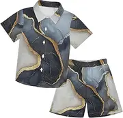 [Caihoyu] Little & Big Boy's Button Down Hawaiian Shirts and Shorts Set Toddler Kids Baby Boys Summer Clothing
